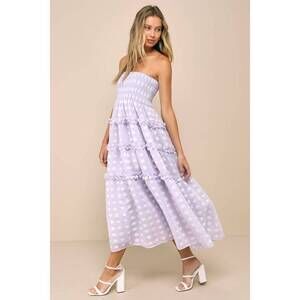 Lulus Beautiful Sentiments Lavender Floral Strapless Tiered Midi Dress Purple